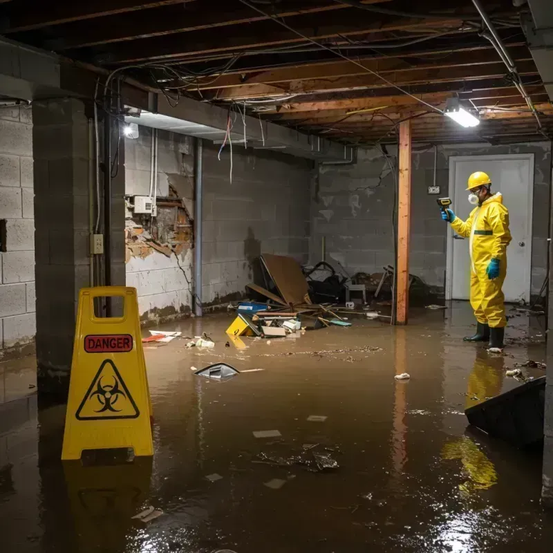 Flooded Basement Electrical Hazard in Johnston City, IL Property